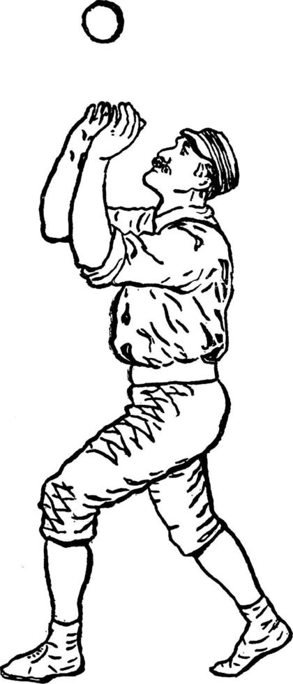Outfielder vintage illustration. vector