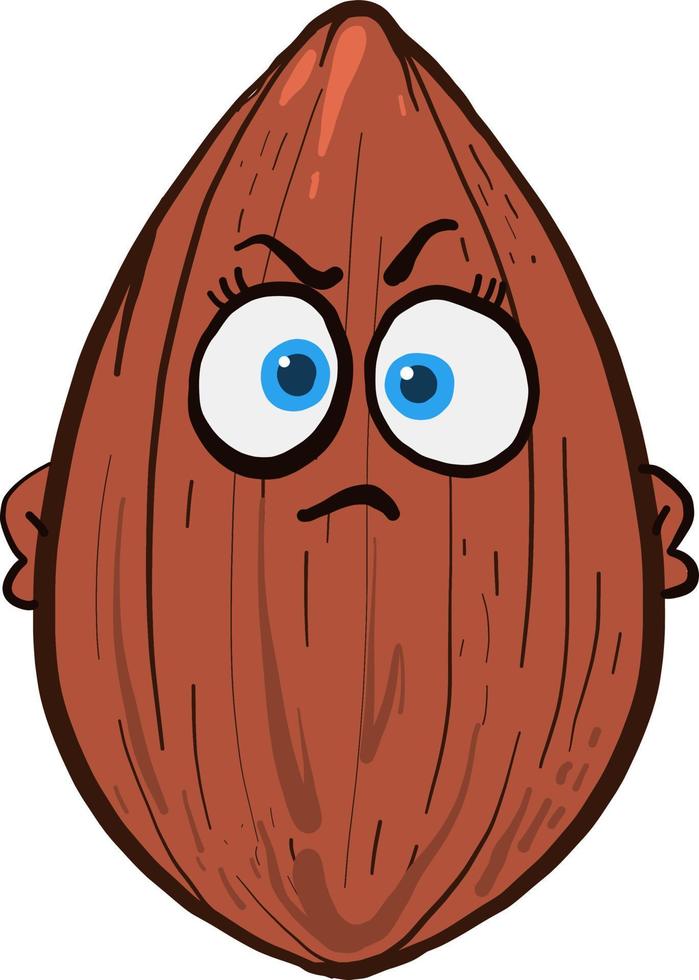 Angry almond, illustration, vector on a white background.