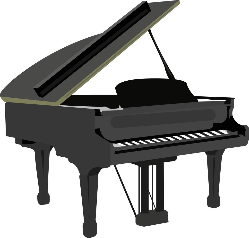 piano negro, ilustración, vector sobre fondo blanco