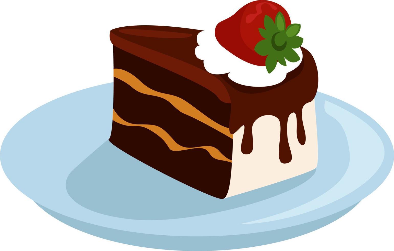 Strawberry cake, illustration, vector on white background