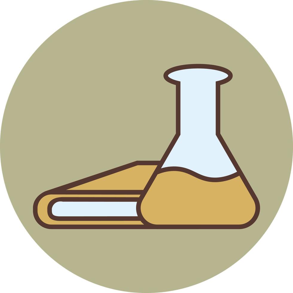 botella de química con libro, ilustración, vector sobre fondo blanco.