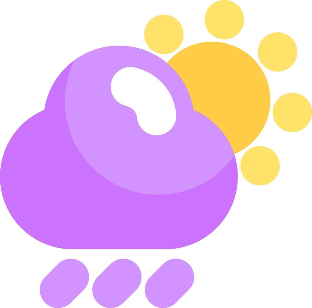 Rainy cloud with sun, illustration, vector on a white background.