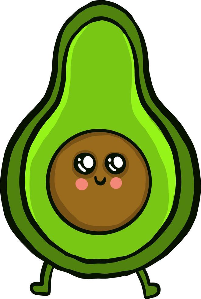 Happy little avocado, illustration, vector on white background.