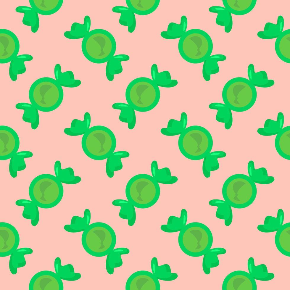Green candy , seamless pattern on a beige background. vector