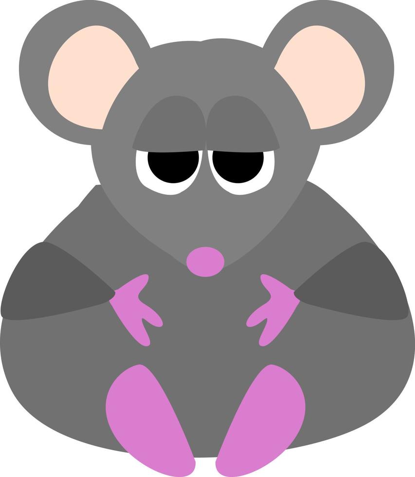 Fat mouse, illustration, vector on white background.