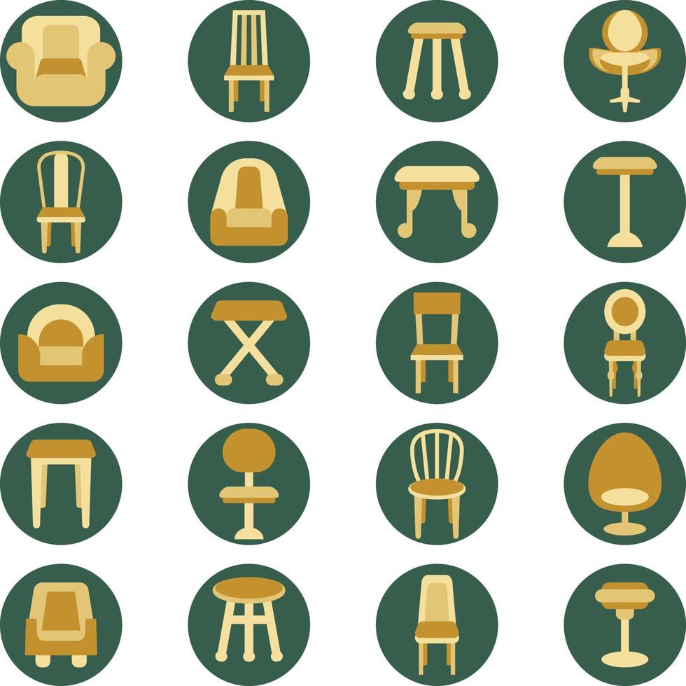 Chairs icon pack, illustration, vector, on a white background. vector
