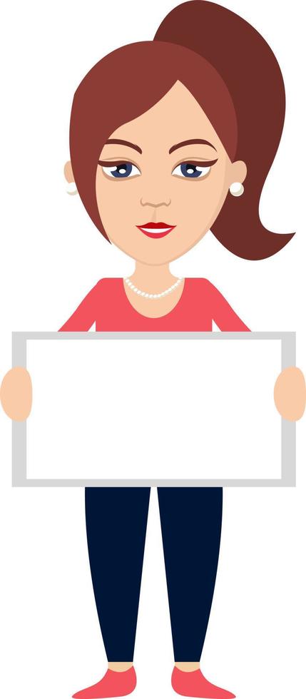 Woman holding mirror, illustration, vector on white background.