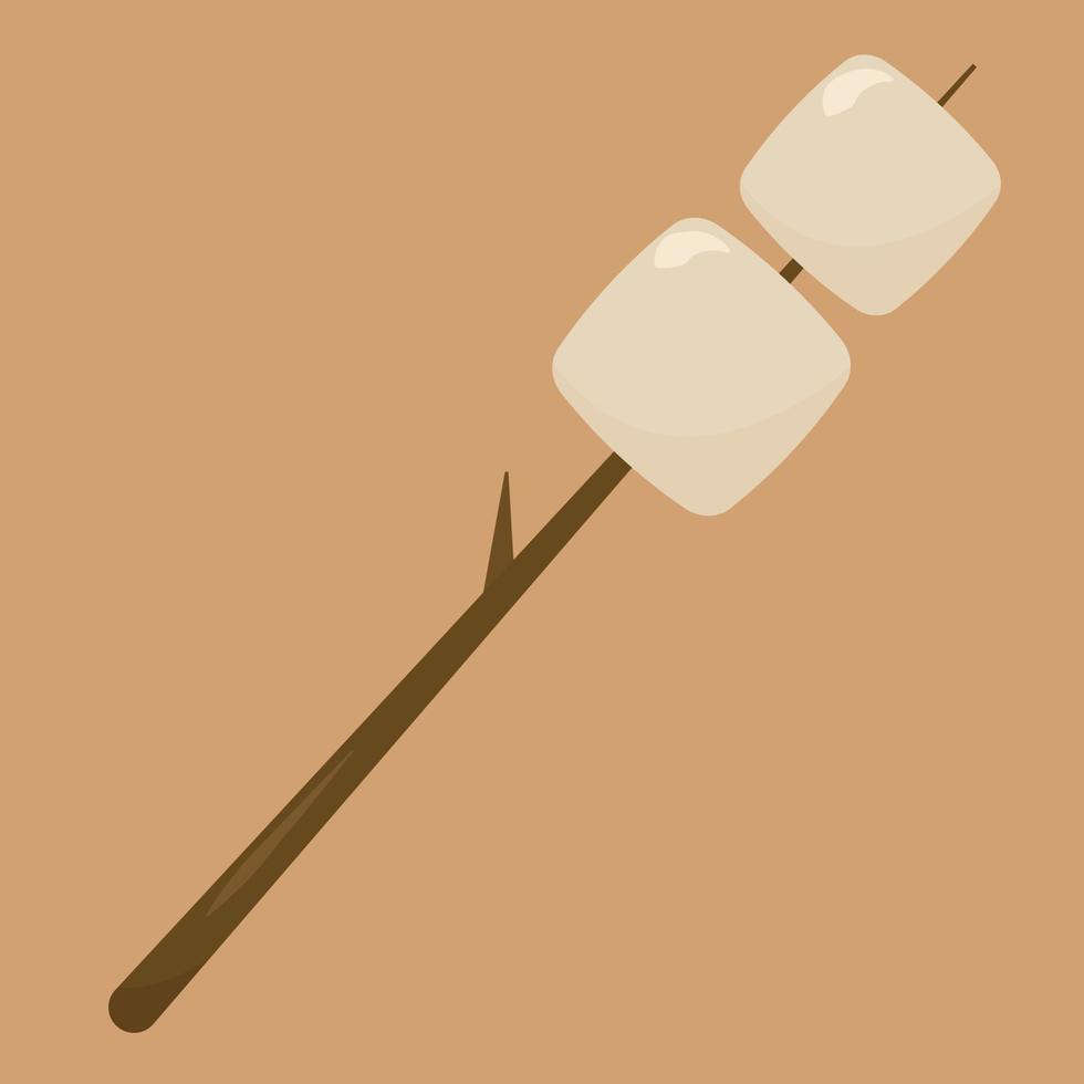 Marshmellow on stick , illustration, vector on white background