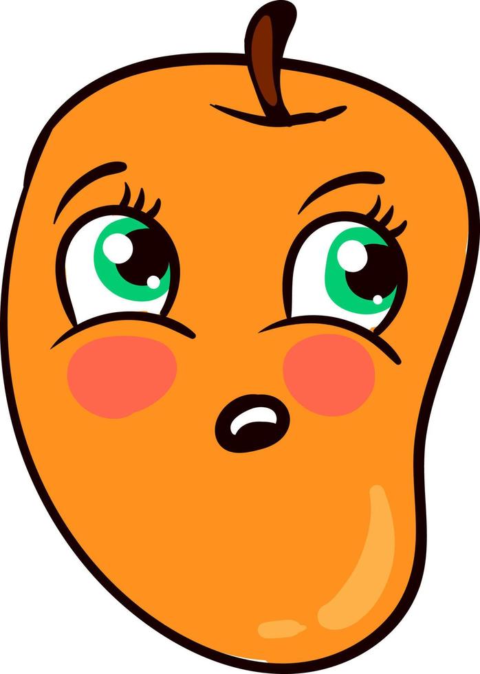 Scared mango, illustration, vector on white background