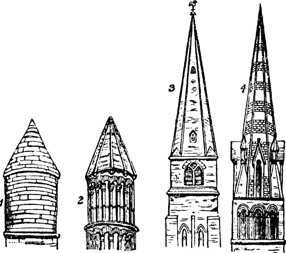 Spire, vintage illustration. vector