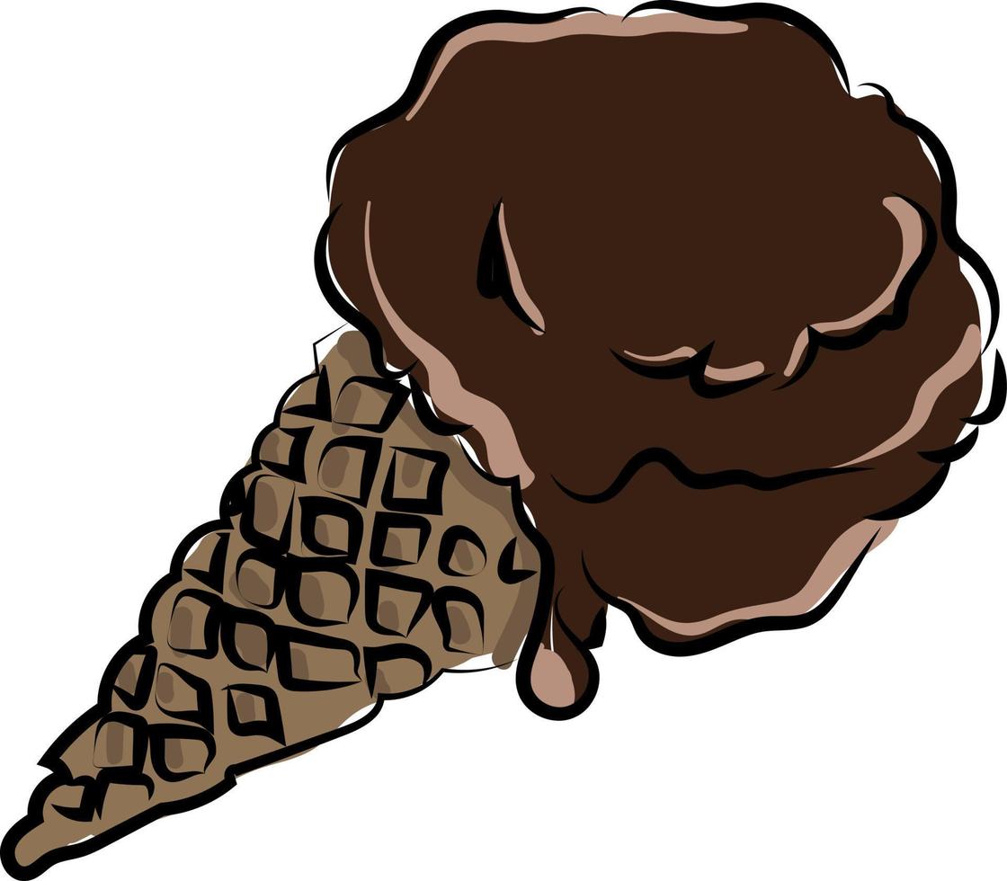 Chocolate ice cream, illustration, vector on white background.