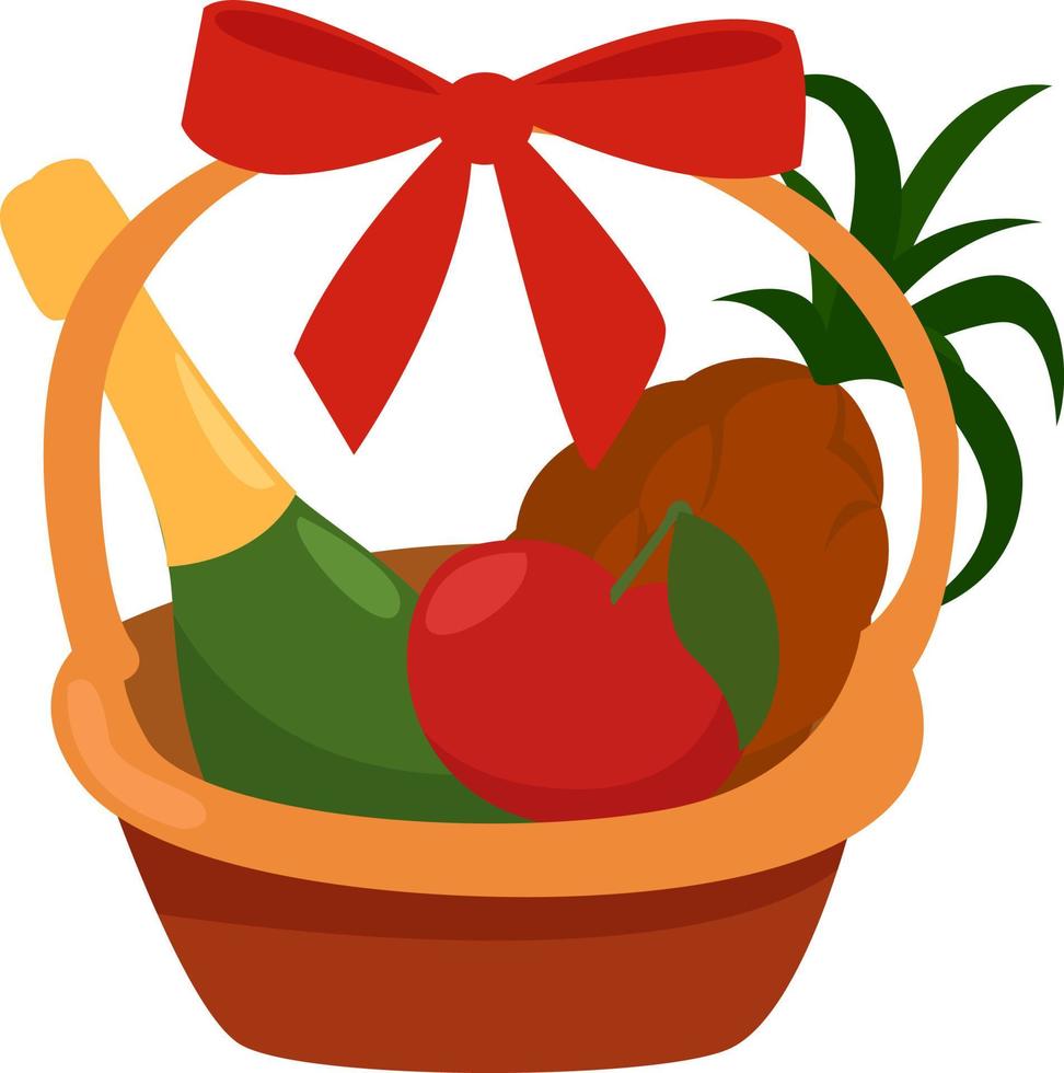 cesta de regalo, ilustración, vector sobre fondo blanco