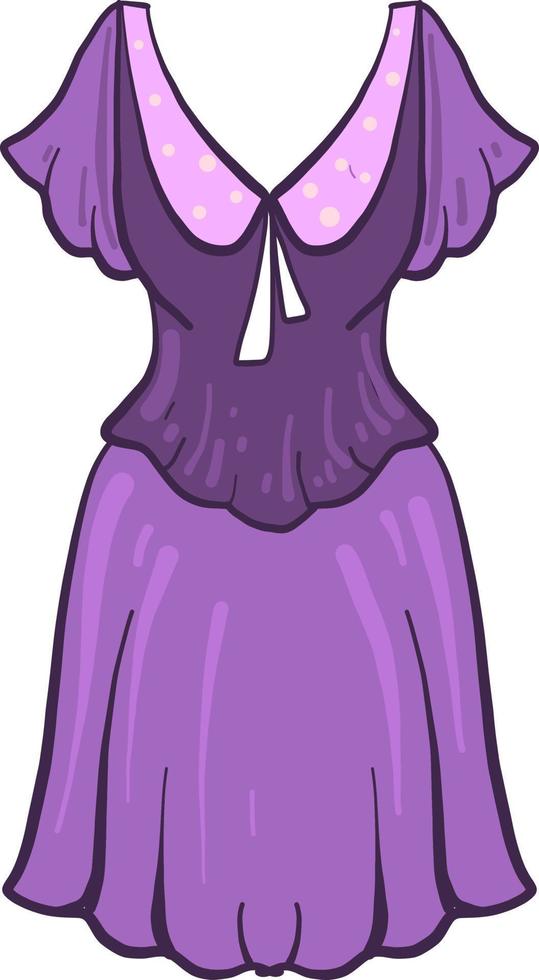 vestido vintage púrpura, ilustración, vector sobre fondo blanco.