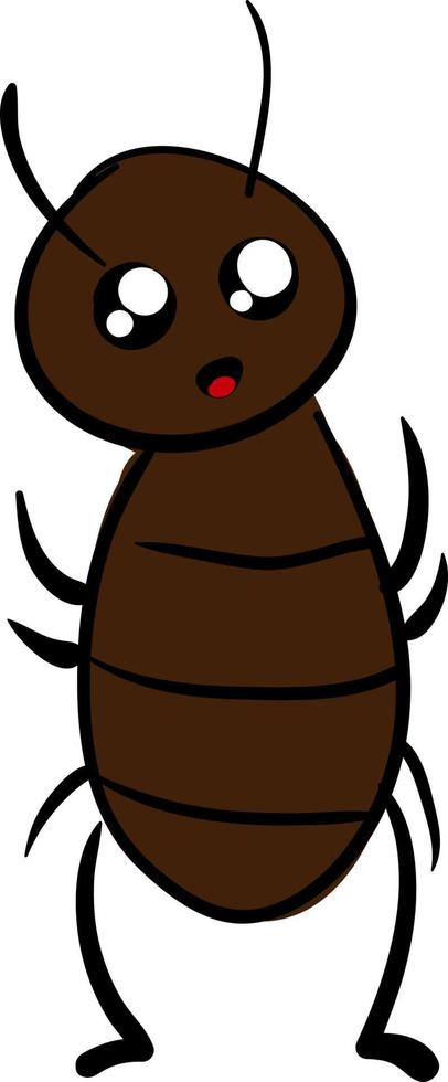 Shocked cockroach, illustration, vector on white background.