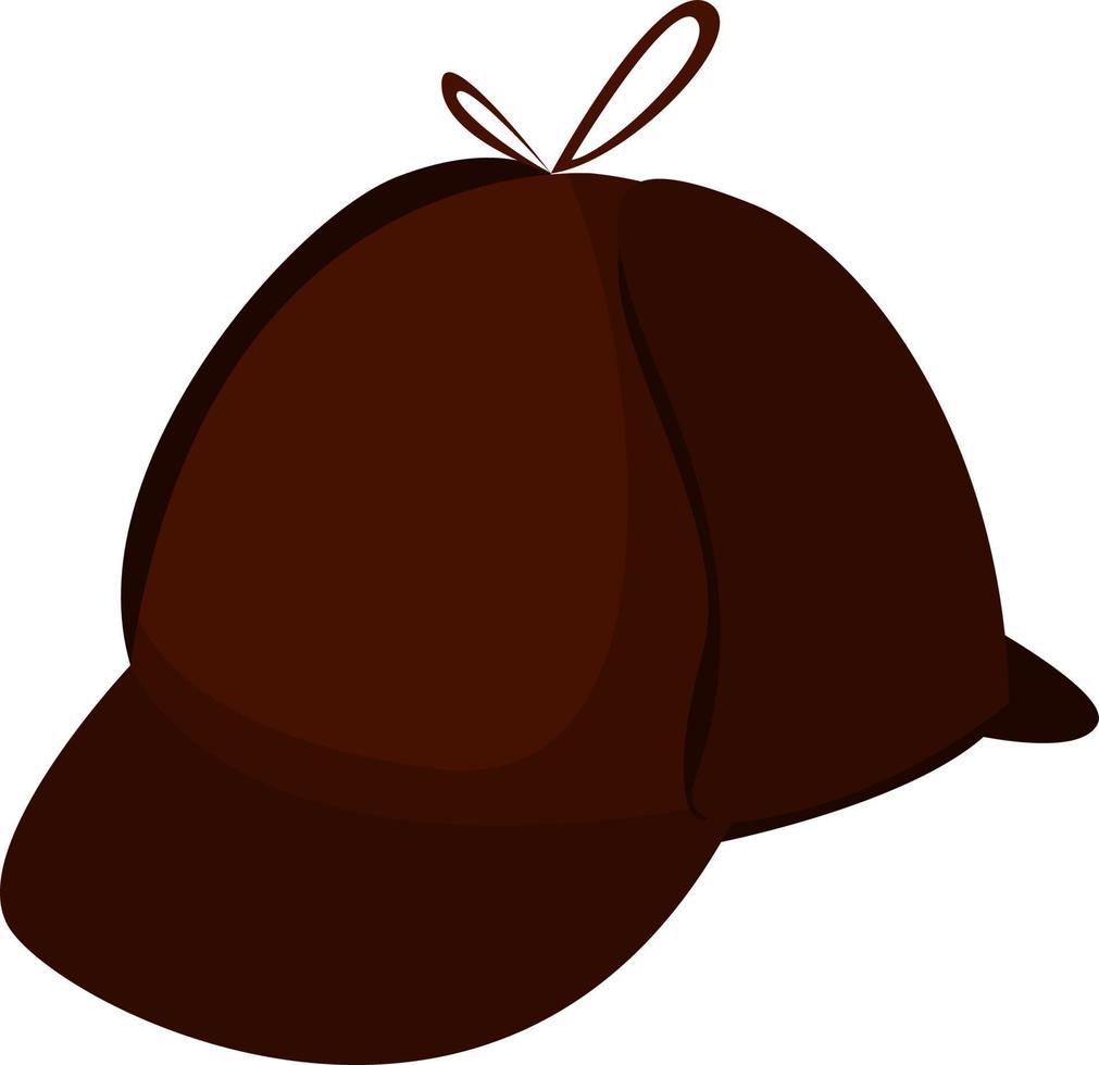 gorra de detective marrón, ilustración, vector sobre fondo blanco