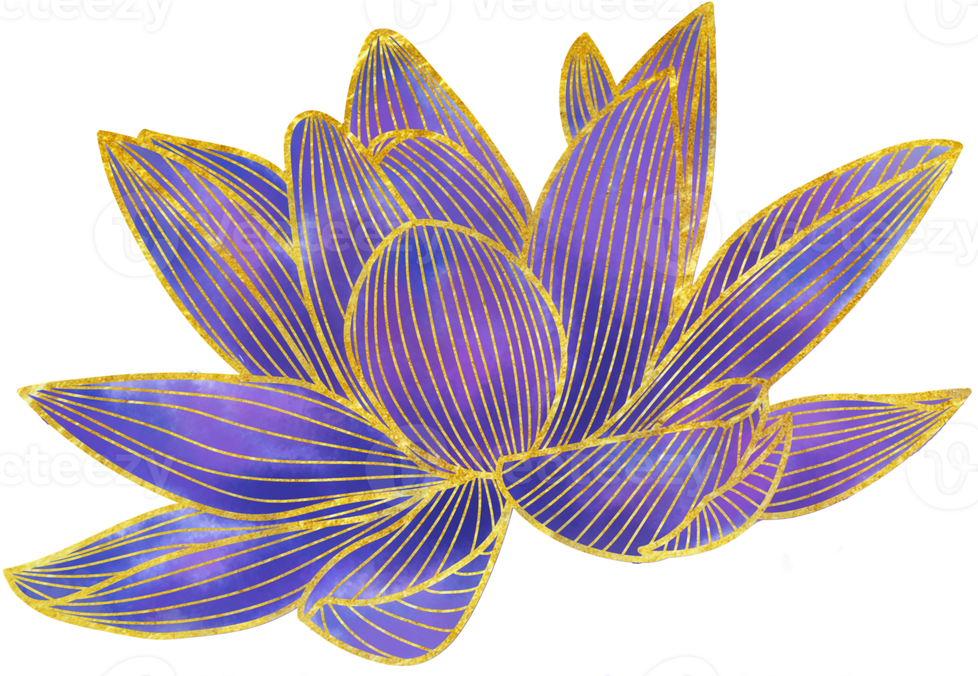 Hand drawn golden lotus flower ornament 13519999 PNG