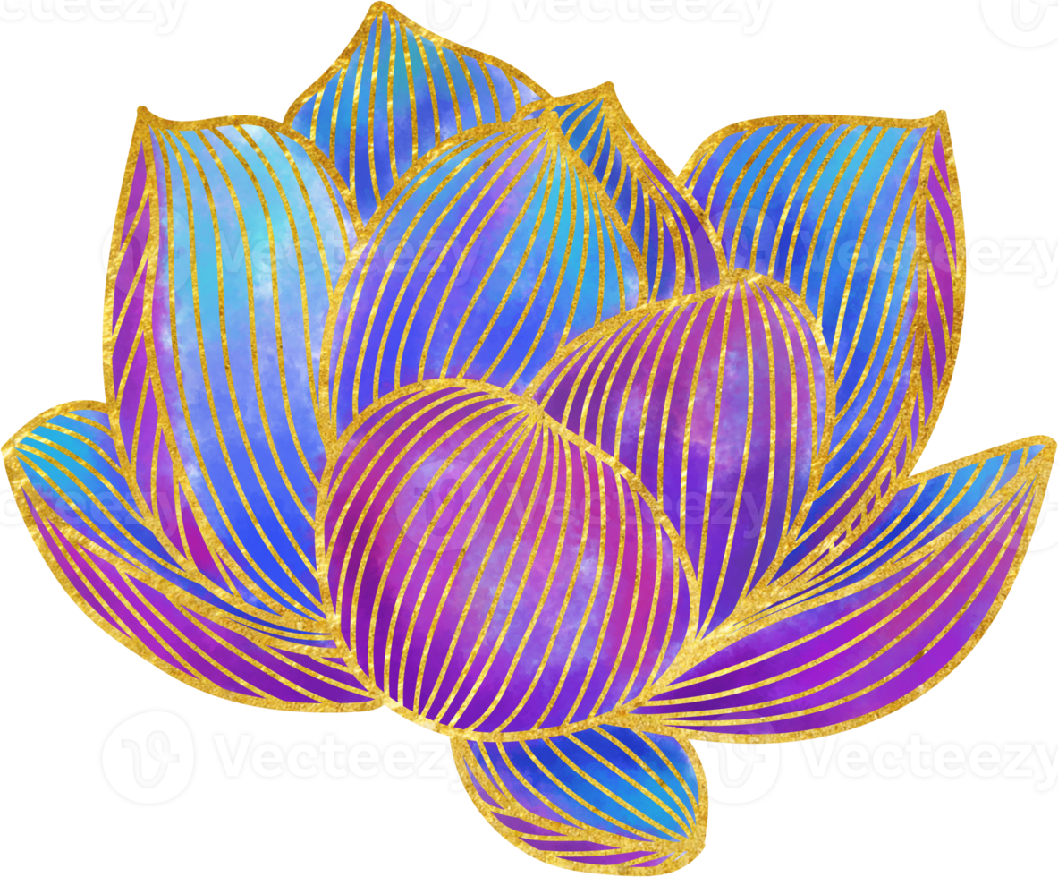 Hand drawn golden lotus flower ornament 13520001 PNG