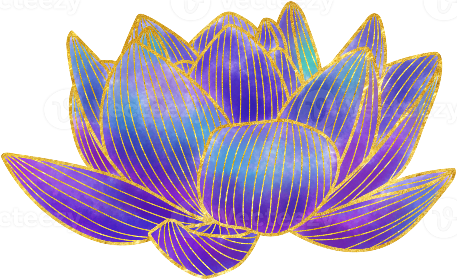 Hand drawn golden lotus flower ornament 13520006 PNG