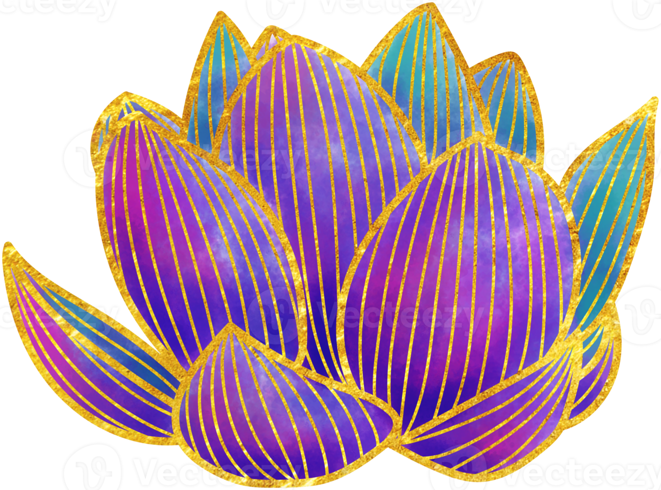Hand drawn golden lotus flower ornament 13520008 PNG
