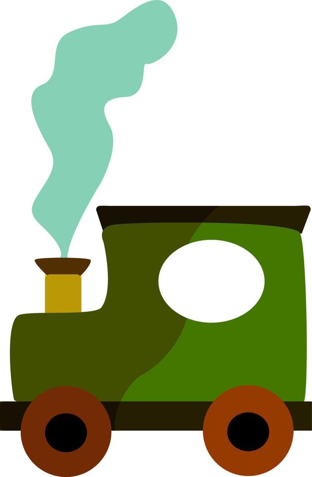 Locomotora verde, ilustración, vector sobre fondo blanco.