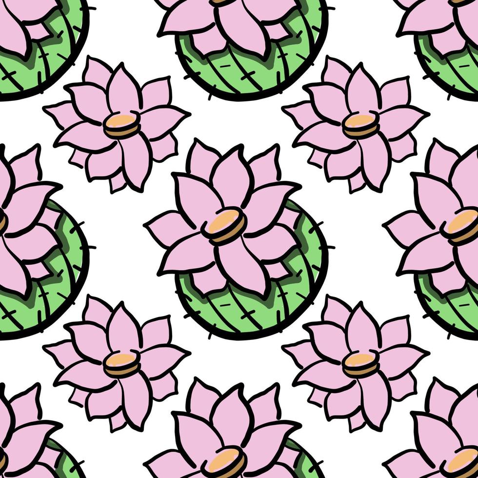 Cactus with flowers pattern , illustration, vector on white background