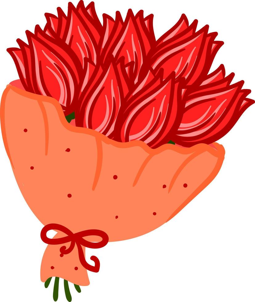 rosas rojas en un boquet , ilustración, vector sobre fondo blanco