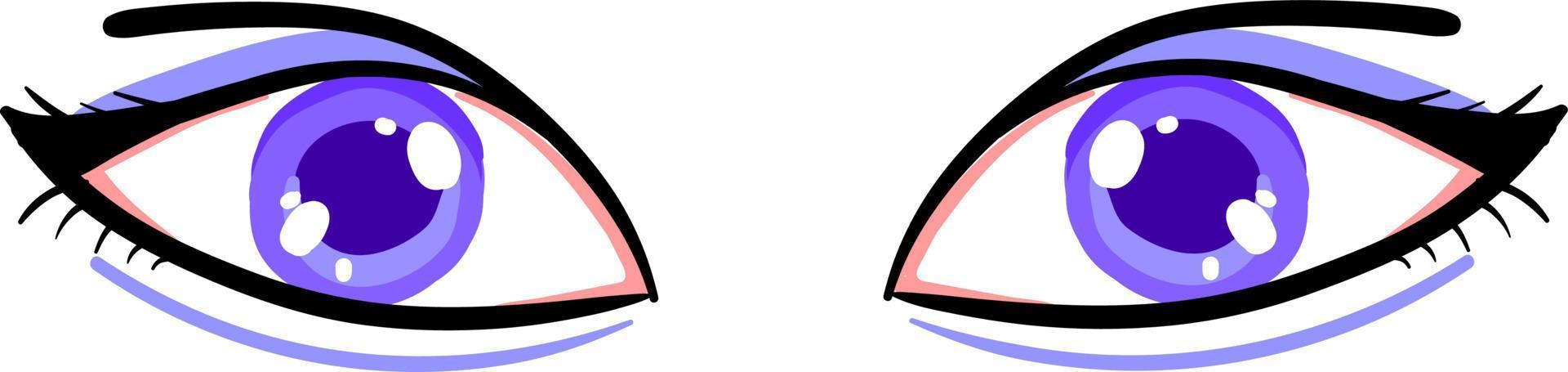 Big violet eyes, illustration, vector on white background.