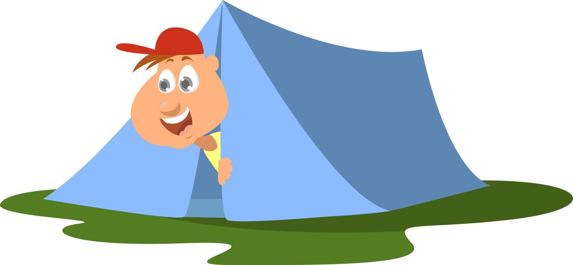 Camping trip, illustration, vector on white background.