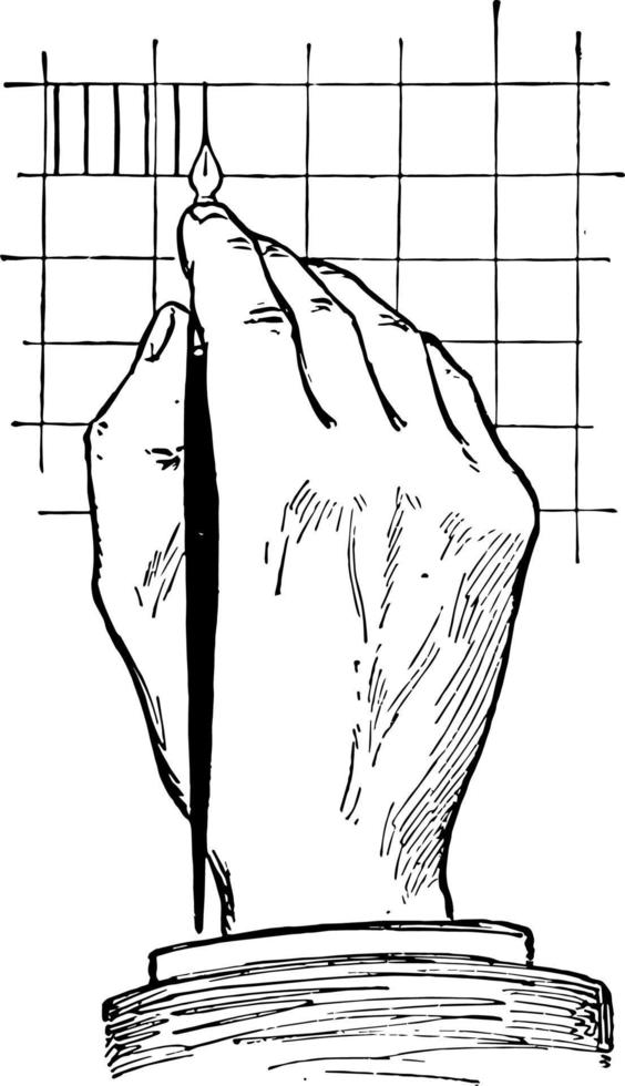 vista superior de la posición para escribir con pluma, triángulo en combinación, grabado antiguo. vector
