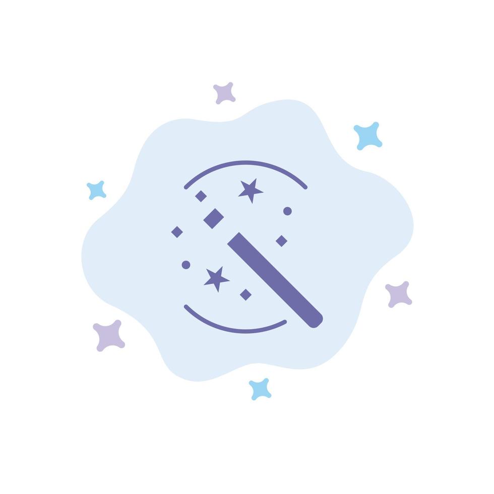 Tricks Solution Magic Stick Blue Icon on Abstract Cloud Background vector