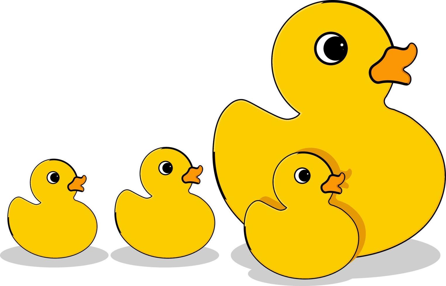 Yellow ducks ,illustration, vector on white background.