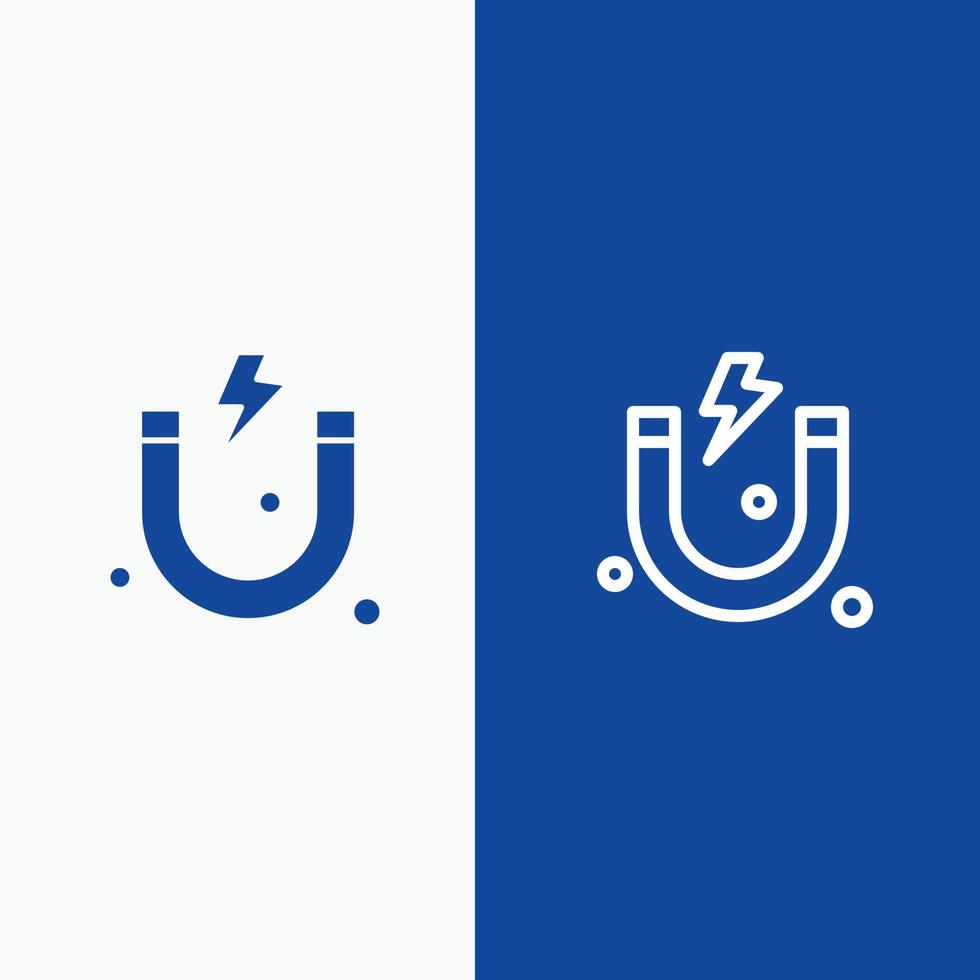 Attraction Magnet Science Line and Glyph Solid icon Blue banner Line and Glyph Solid icon Blue banne vector
