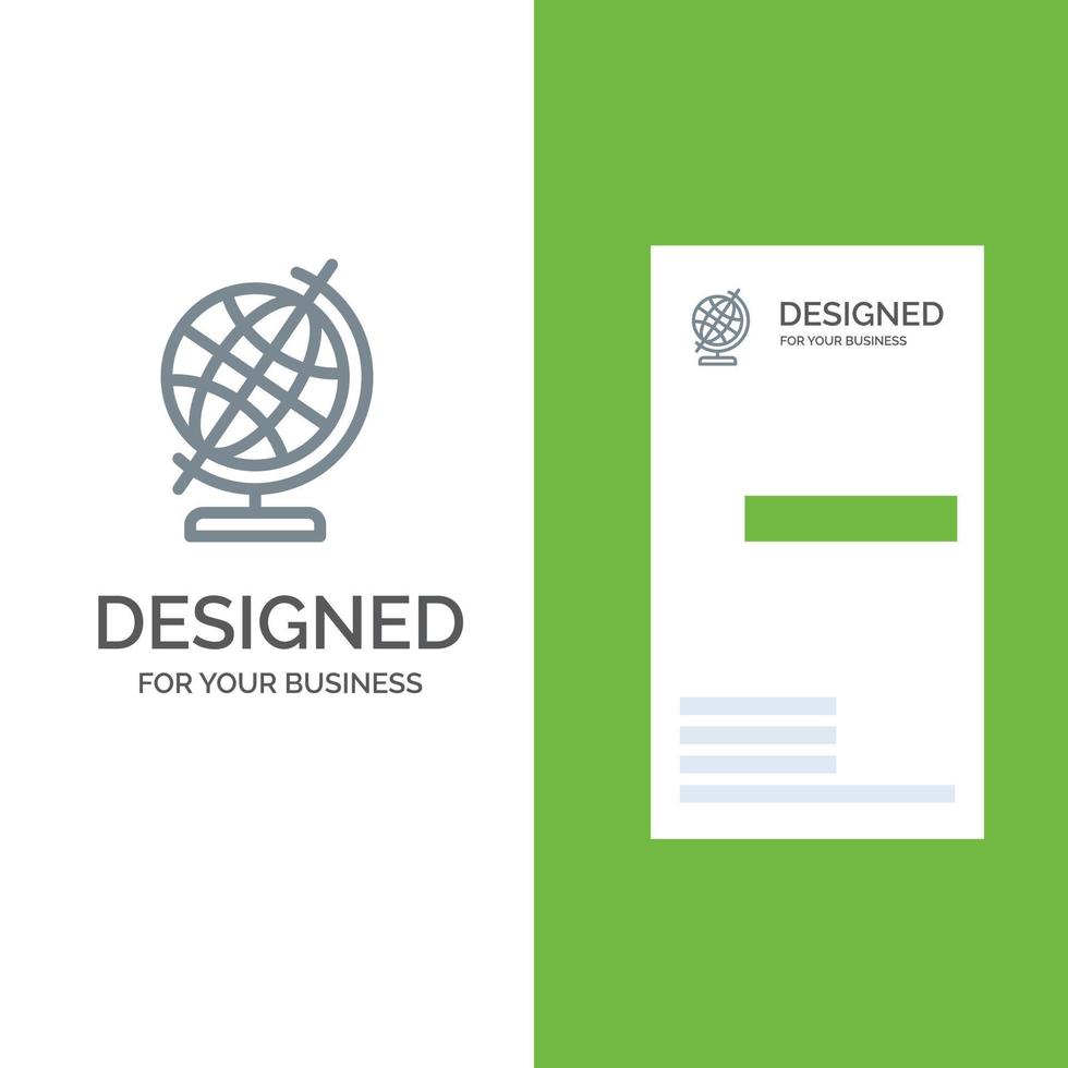 Education Geography Globe Grey Logo Design and Business Card Template vector