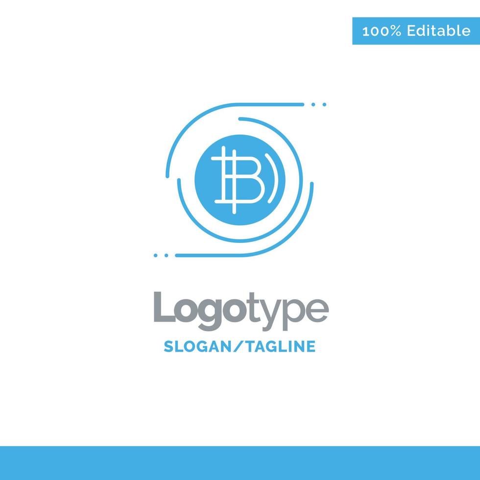 Bitcoins Bitcoin Block chain Crypto currency Decentralized Blue Solid Logo Template Place for Taglin vector
