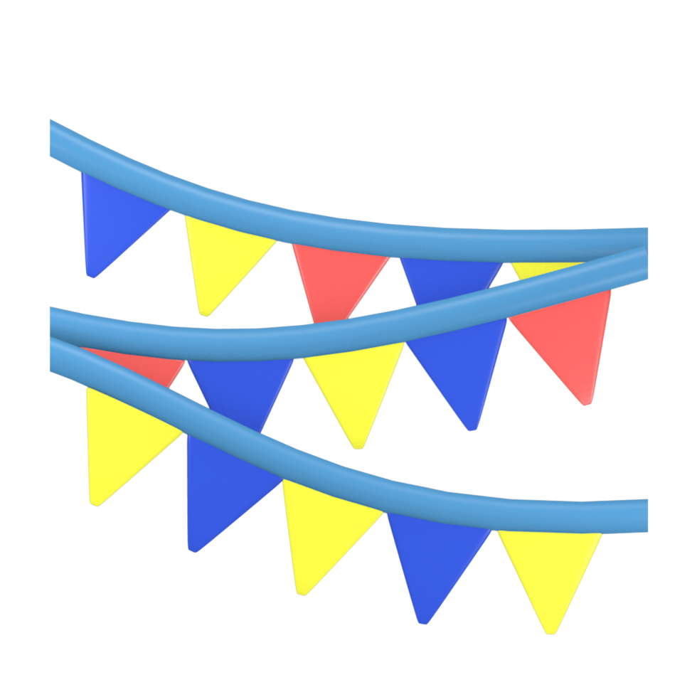 3d rendering cute new year party icon Garlands png