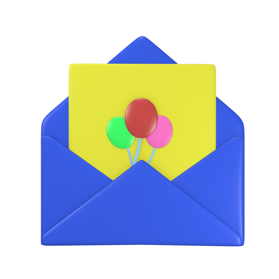 3d rendering cute new year party icon Invited Card png