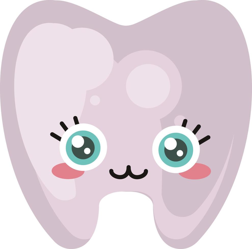 Tooth with a face, illustration, vector on white background