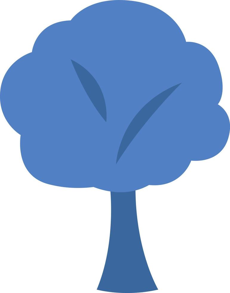 Blue big tree, icon illustration, vector on white background