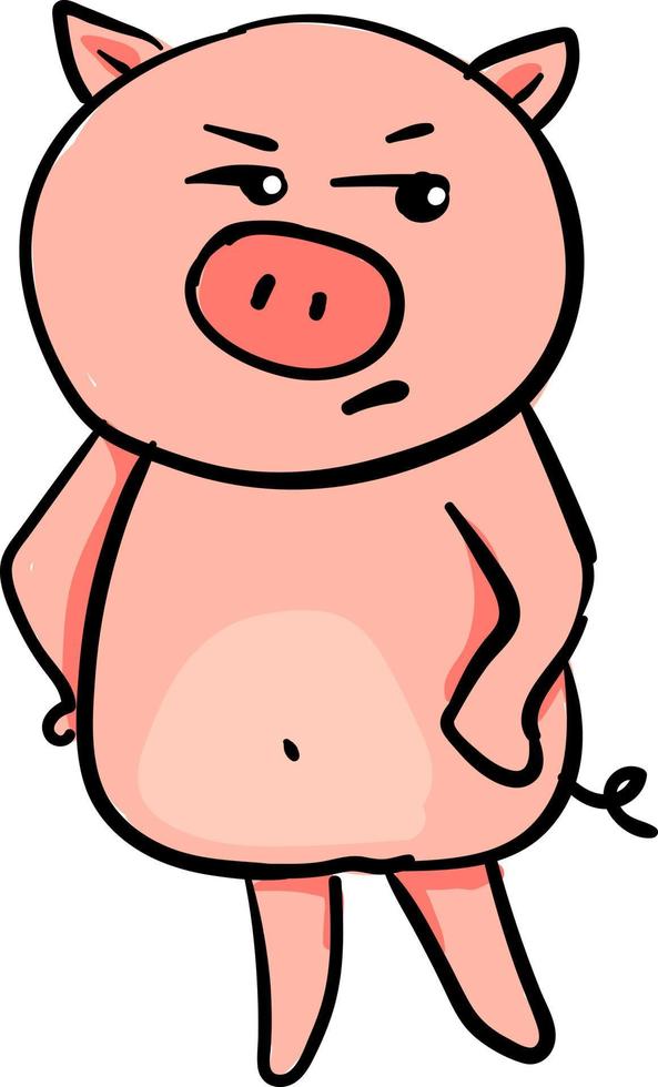 Angry little piggy, ilustración, vector sobre fondo blanco.