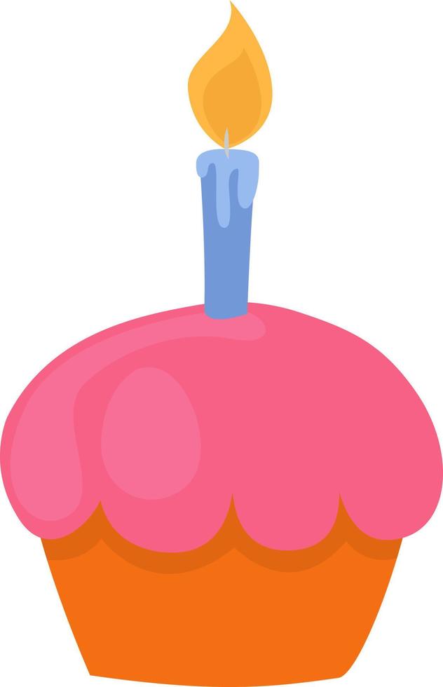 Birthday muffin, illustration, vector on a white background.