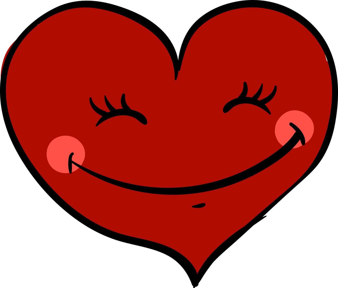 Happy red heart, illustration, vector on white background.