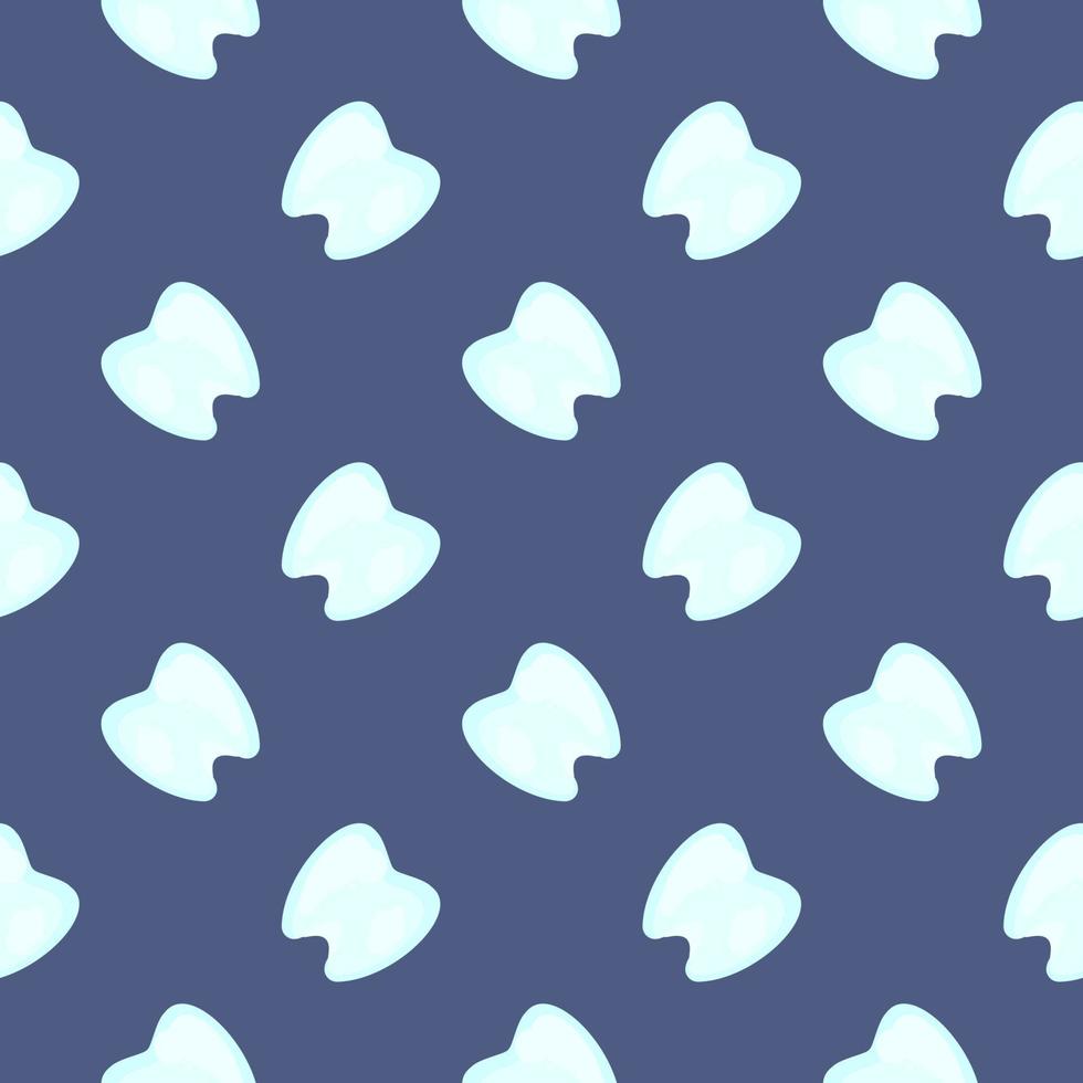 White little tooth , seamless pattern on a blue background. vector