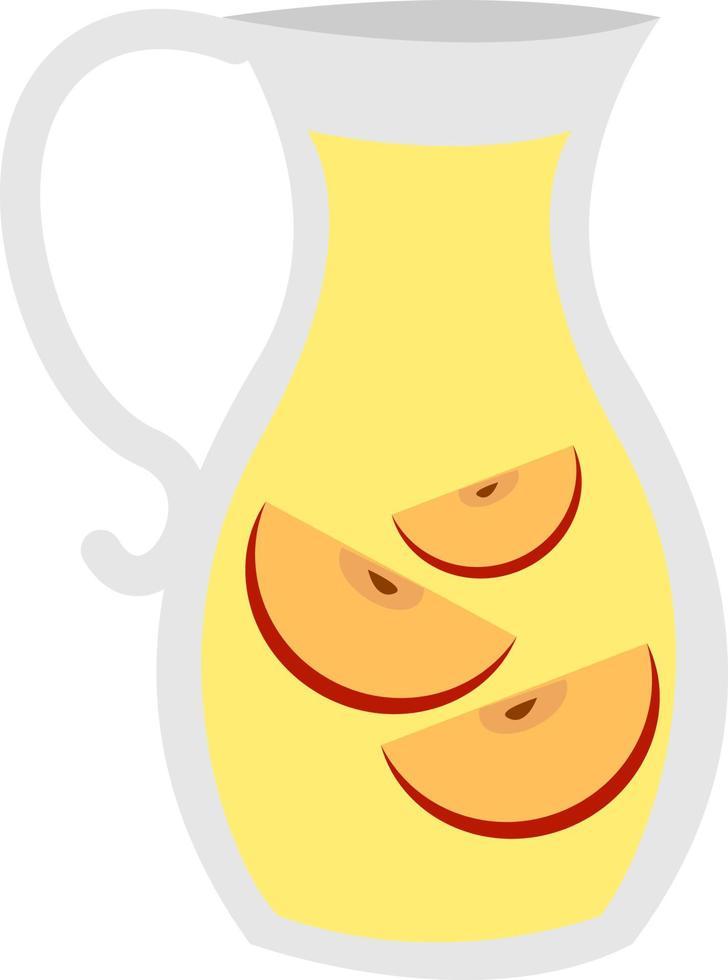 Apple juice in glass jug, illustration, vector on white background.