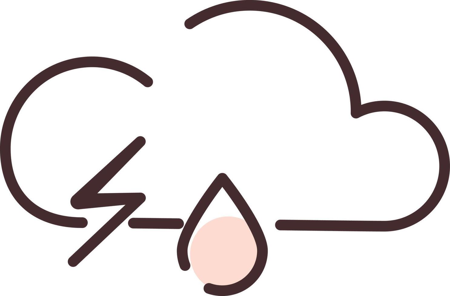 Thunder with rain, illustration, vector, on a white background. vector