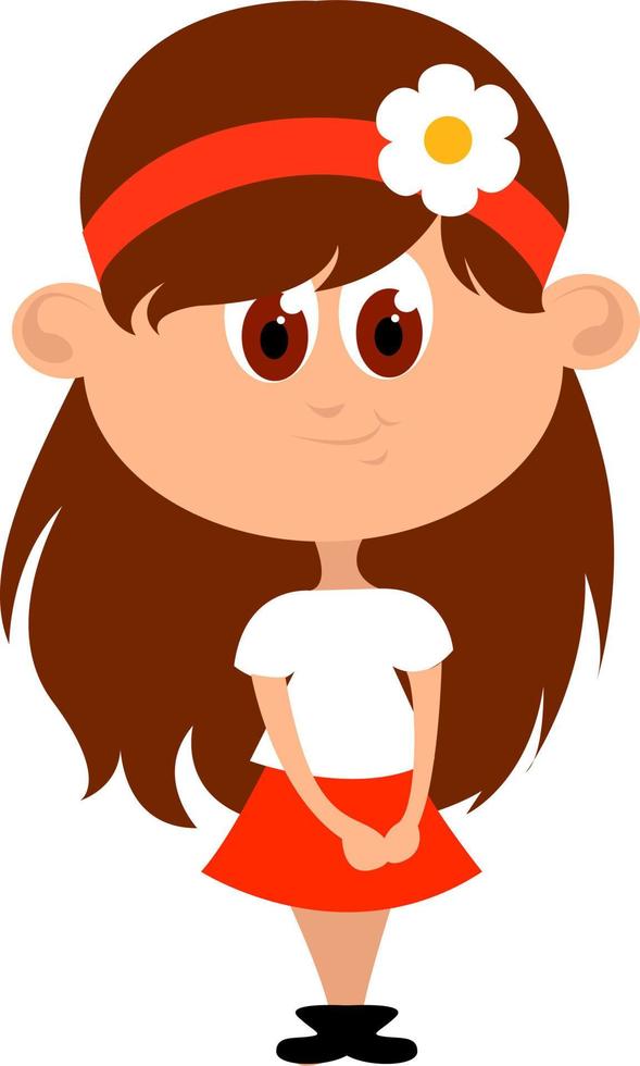 chica con pelo rojo, ilustración, vector sobre fondo blanco.