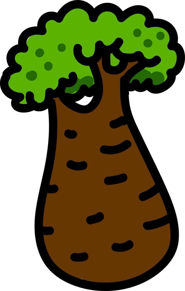 árbol botella, ilustración, vector sobre fondo blanco