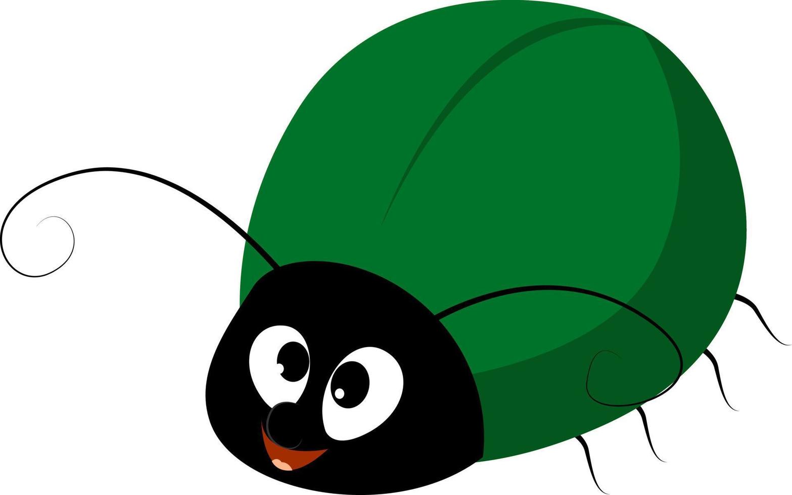 Green insect, illustration, vector on white background.