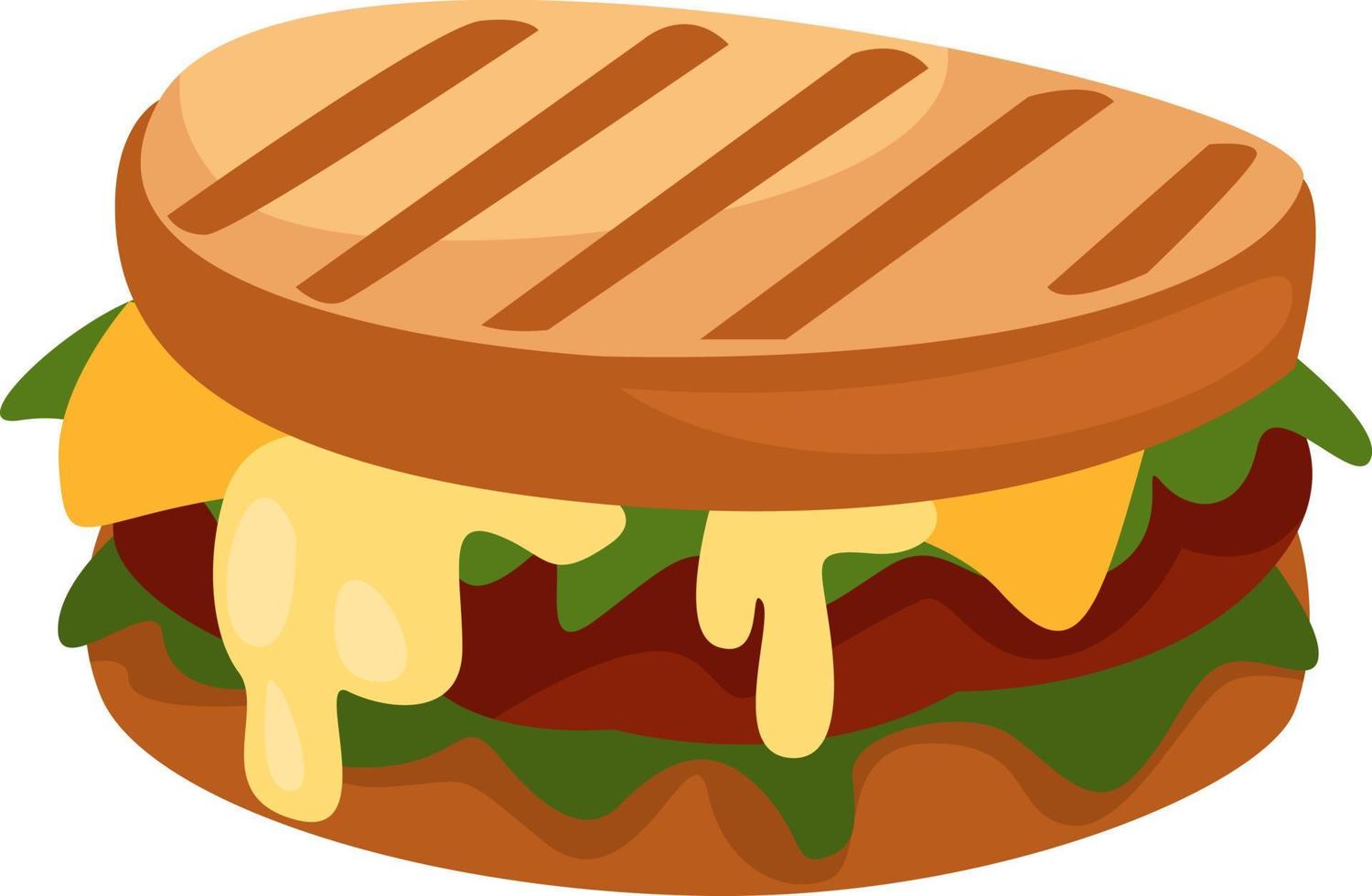 Delicioso sándwich, ilustración, vector sobre fondo blanco.