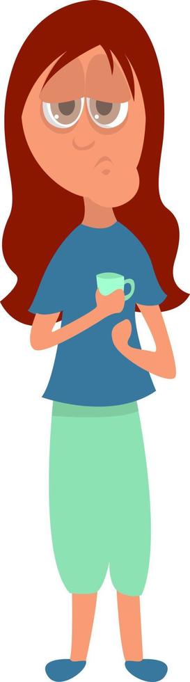 Girl with insomnia , illustration, vector on white background