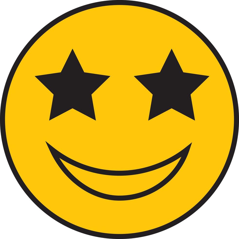 Star smiley, illustration, vector on a white background.